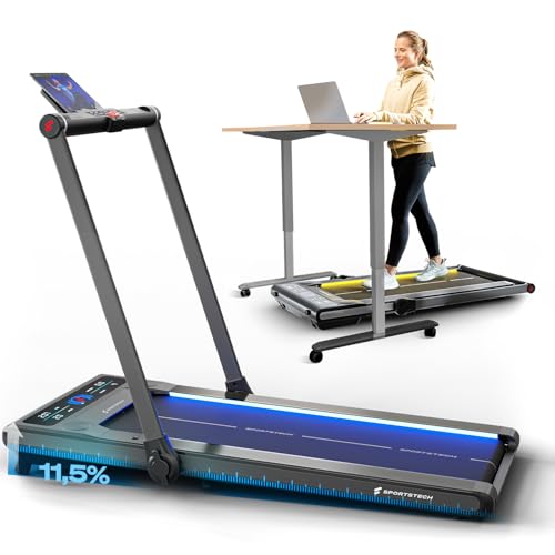 Sportstech Klappbares LED‑Laufband: Walking Pad mit Bluetooth‑App