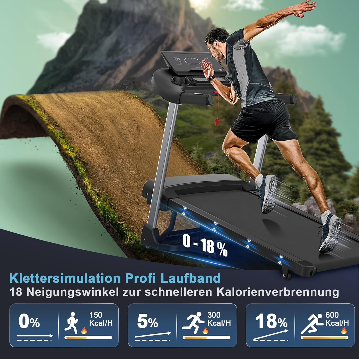 Kitopa Laufband: Hochgeschwindig, 7 PS, große Lauffläche, klappbar