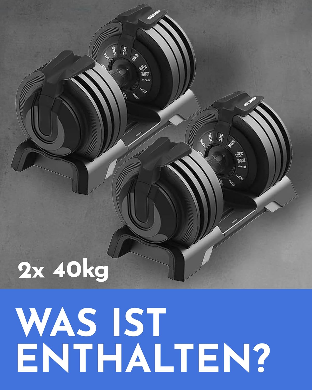 NEOLYMP Verstellbare Kurzhantel 2–40 kg mit Schnellverstellung, Einzelstück